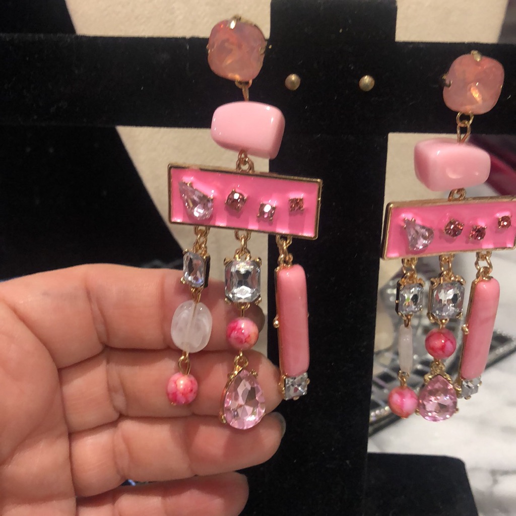 Pink Crystal Statement Earrings-Nwt 20$